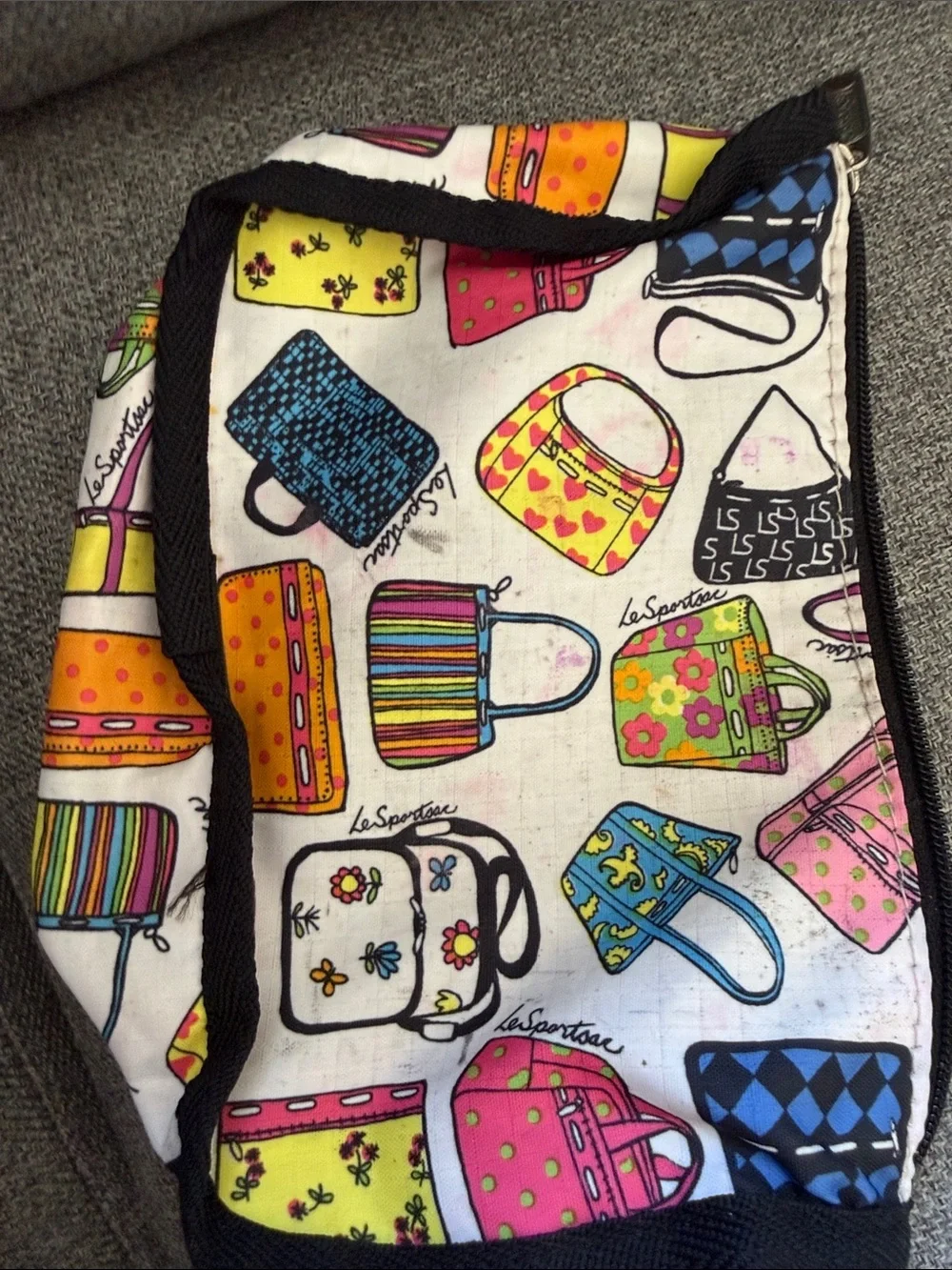 LeSportsac vintage Cosmetic Pouch with Pink, Yellow and Blue Print Handbags